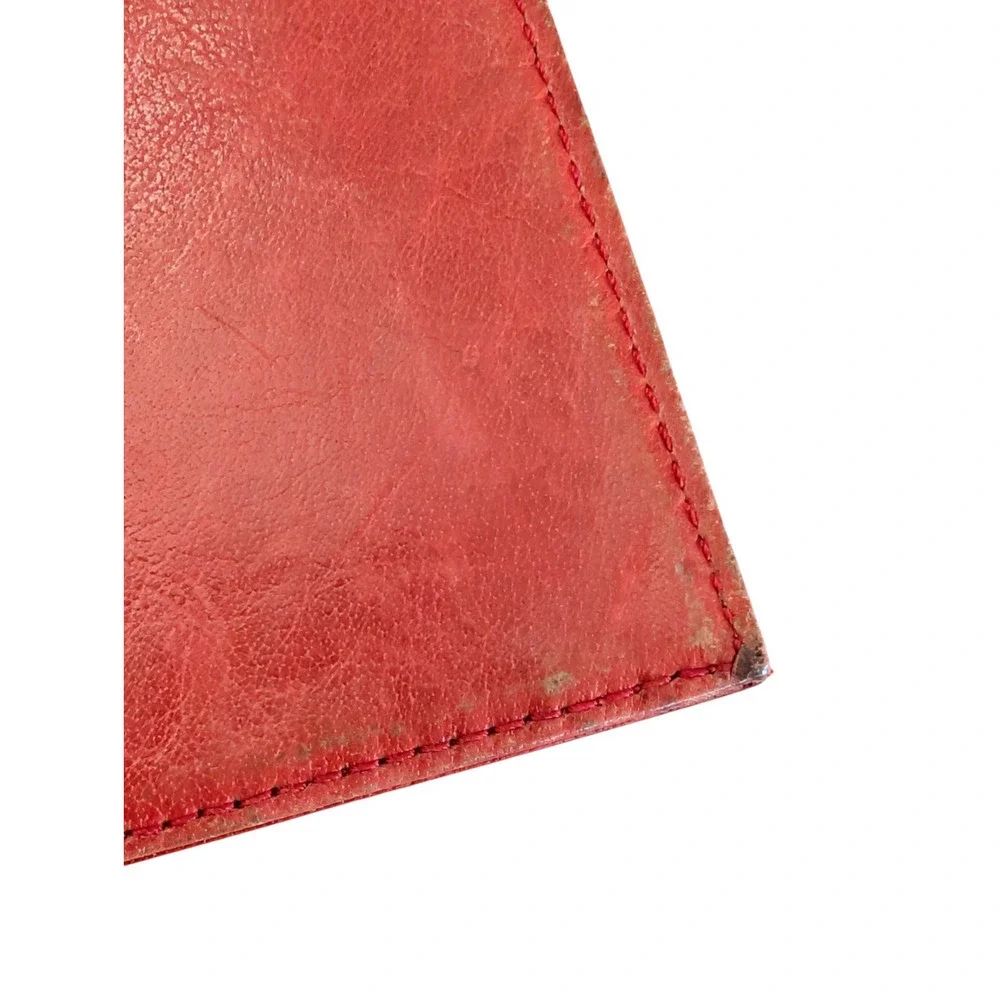 AMI Red Leather Envelope Photo Small Document Holder 6.75